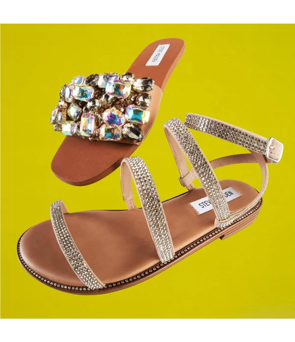 Steve Madden Transport-R Strappy Rhinestone Sandals - 8M