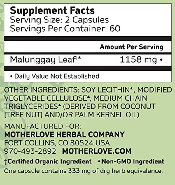 Motherlove - Malunggay (Moringa), 120 Liquid Capsules