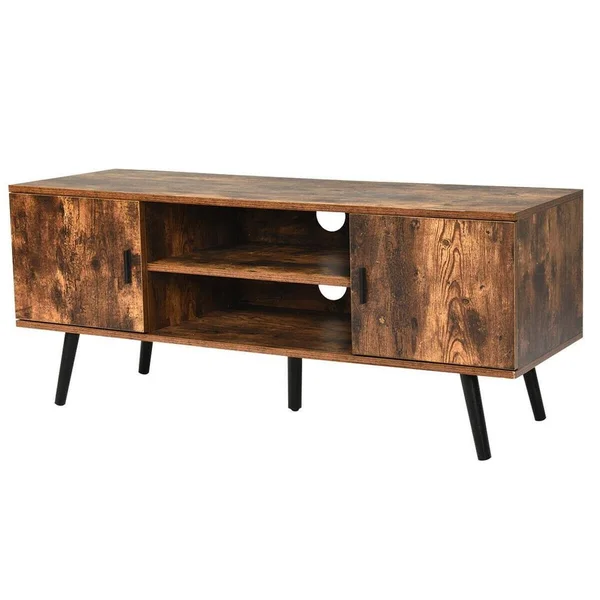 Boyel Living 47 in. Brown Industrial TV Stand Fits TVs Up to 55 in with Storage Cabinets