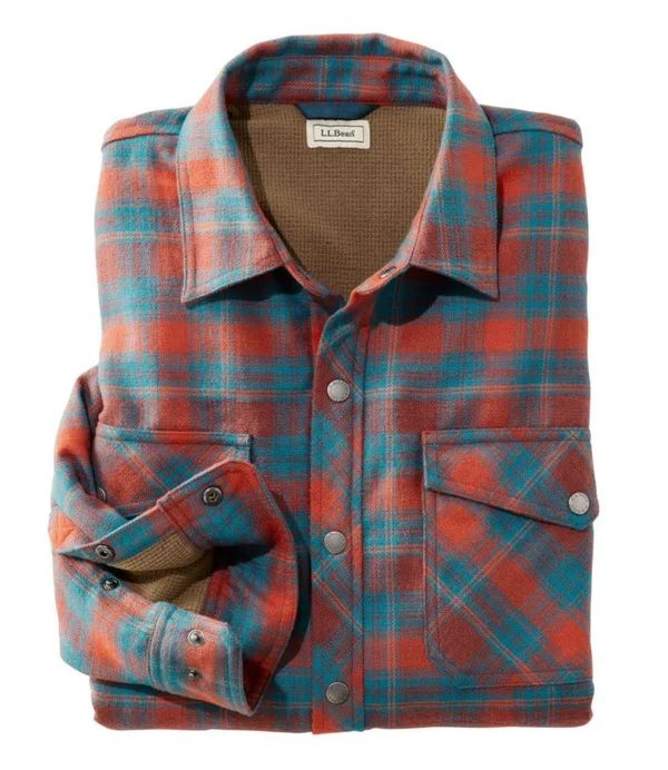 Men's Overland Performance Flannel Shirt, Fleece Lined Red Large, L.L.Bean