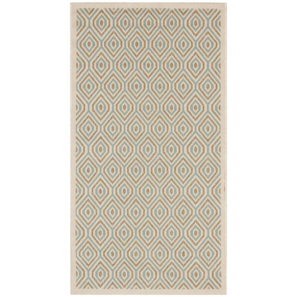 Safavieh Veranda Cream/Aqua 6 ft. 7 in. x 9 ft. 6 in. Indoor/Outdoor Area Rug