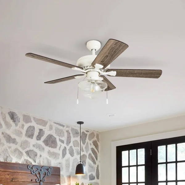 The Gray Barn Eltham 42-Inch Coastal Indoor LED Ceiling Fan with Pull Chains 5 Reversible Blades - 42 - White - Hardwired 308788