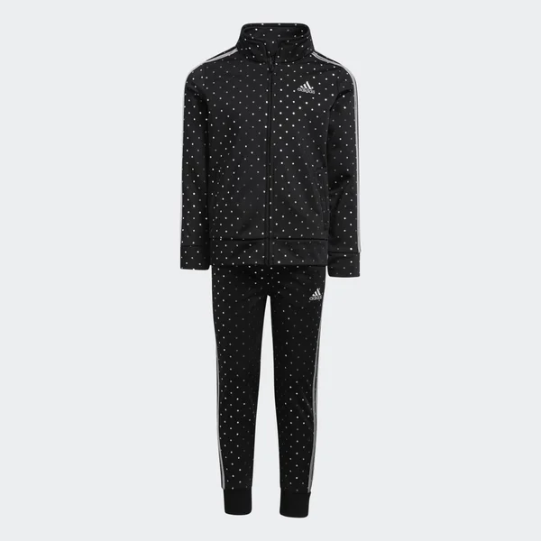 Adidas Little Girls& Dot Tricot Jacket and Pants Track Set, 2T, Black