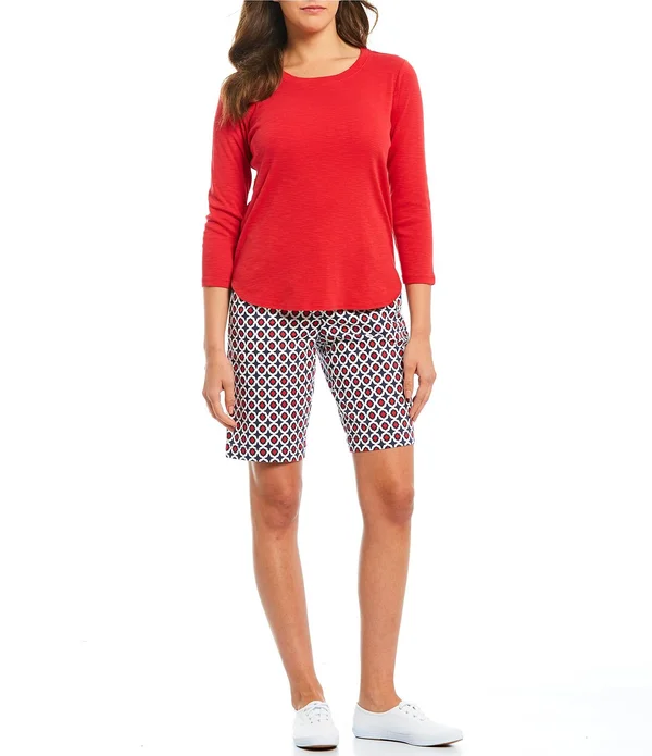 Tommy Bahama Ashby 34 Sleeve Jewel Neck Tee - M