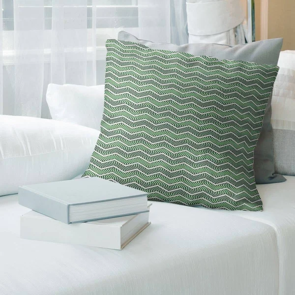 Color Wavy Chevrons Throw Pillow - 20 x 20 - Green - Linen