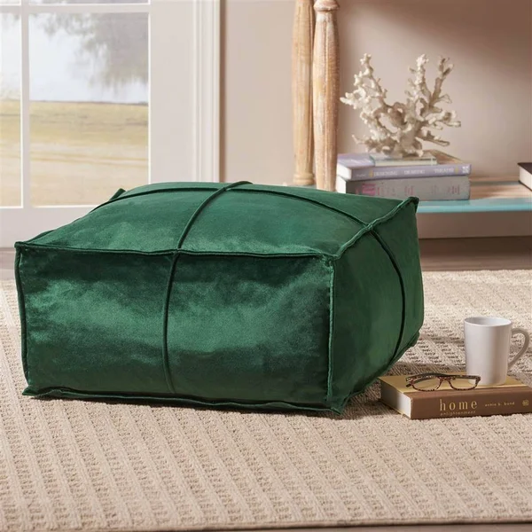 Noble House 51x22 Emerald Green Contemporary Square Bean Bag Ottoman