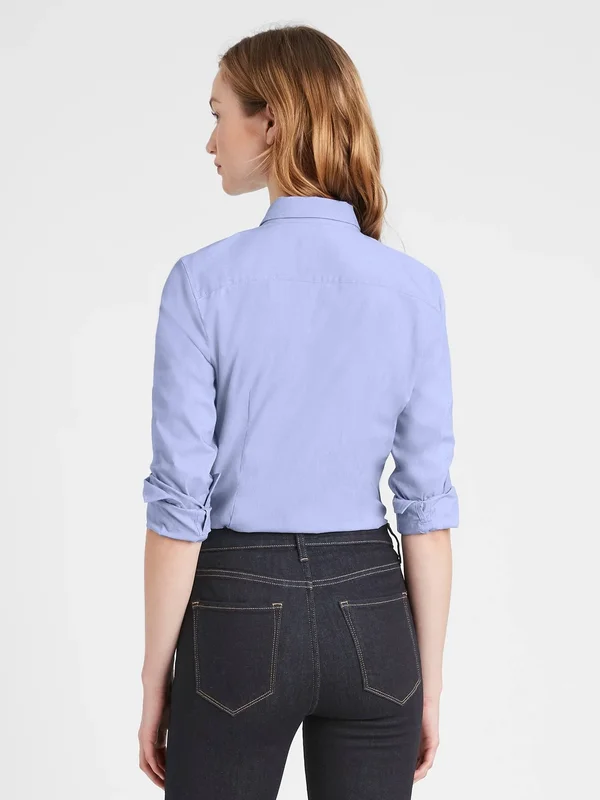 Banana Republic Women's Riley Tailored-Fit Shirt Light Blue Tall Size 16