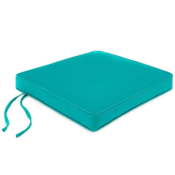 Solid Square Boxed Seat Cushion in Sunbrella Canvas Aruba
