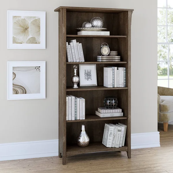 Bush Furniture Salinas Tall 5 Shelf Bookcase - Ash Brown