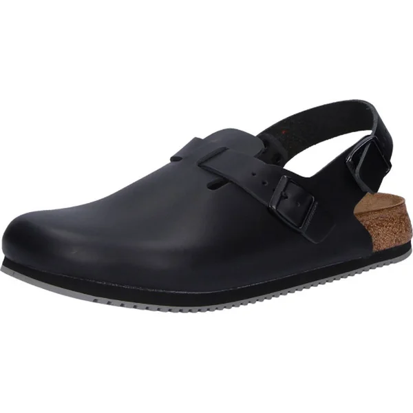 Birkenstock Tokio Natural Leather Black Professional for Medical Professionals - Designed to Maintain Safety Standards