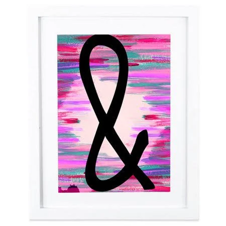 Positively Home Ampersand Abstract Framed Graphic Art, Size: 20 inch H x 16 inch W x 1 inch D, Purple