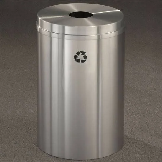 Glaro RecyclePro I Receptacle, 12 Gallon, 12x22 W, 5.5x22 Dia. Hole, No Message, Only Recycling Logo, Espresso Brown Finish, Sat