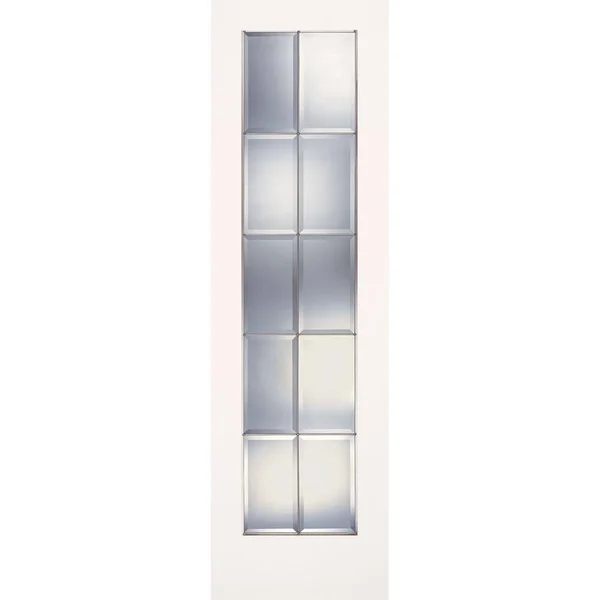 Feather River Doors 24 in. x 80 in. 10 Lite Clear Bevel Zinc Smooth Primed MDF Interior Door Slab - Primed MDF- Ready to Paint