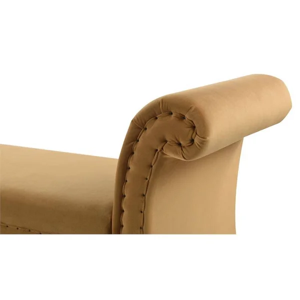 Brika Home Roll Arm Entryway Bench in Gold - BR-1900571
