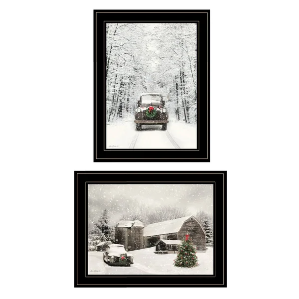 Antique Christmas 2-Piece Vignette by Lori Deiter - Black Frame