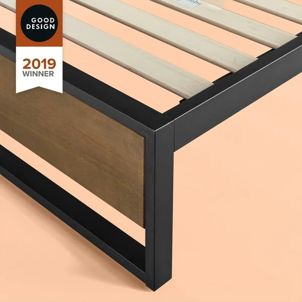 Priage by Zinus Good Design Winner 14 inch Brown Metal and Wood Platforma Bed (Queen)
