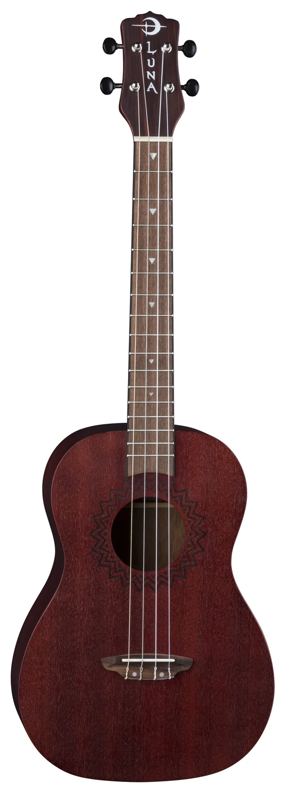 Luna Uke Vintage Mahogany Ukulele, Baritone - Red Satin