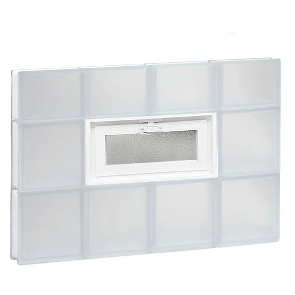 Clearly Secure 31 in. x 21.25 in. x 3.125 in. Frameless Vented Frosted Glass Block Window 3222VFR