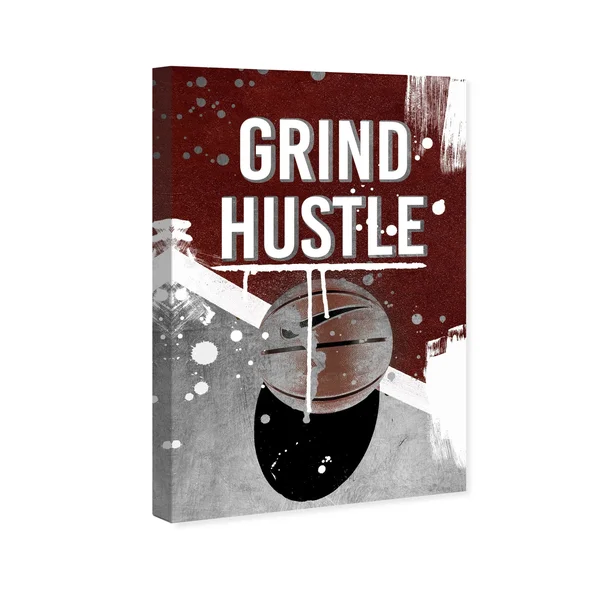 Oliver Gal 'Grind Hustle Red Basketball' Brown Wall Art Canvas Print - 10 x 15