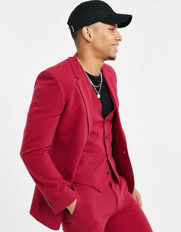 ASOS Design Wedding Super Skinny Suit Jacket in Red