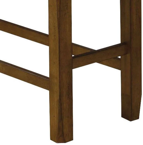 Acme Morrison Counter Height Bench with Storage - Brown PU & Oak