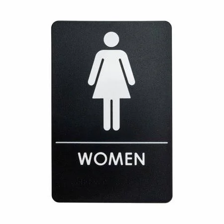 London Health Products Womens Restroom Sign - ADA - Black & White - Includes Adhesive Tape and Instructions (12)