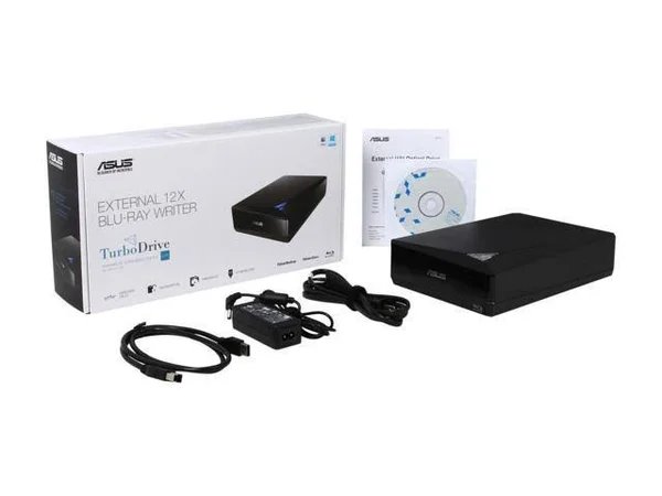 ASUS BW-12D1S-U Lite - BD-RE drive - external - SuperSpeed USB 3.0 - 40x (CD) - 16x (DVD), 8x (BD) 40x (CD), 16x (DVD盧), 12x