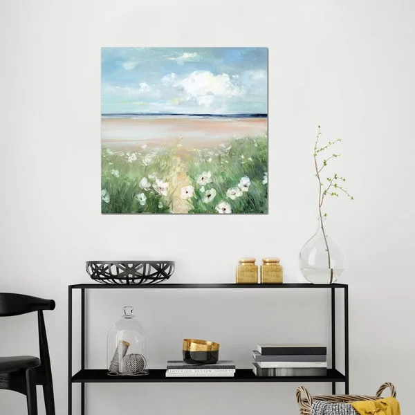 Ocean Wildflowers by Sally Swatland - Painting Print iCanvas Format: Wrapped Canvas, Matte Color: No Matte, Size: 26x22 H x 26x2