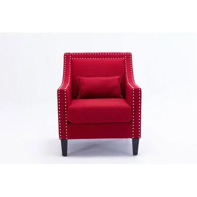 Geon 26.8x22 Wide Linen Armchair Red Barrel Studio Fabric: Red 100% Linen