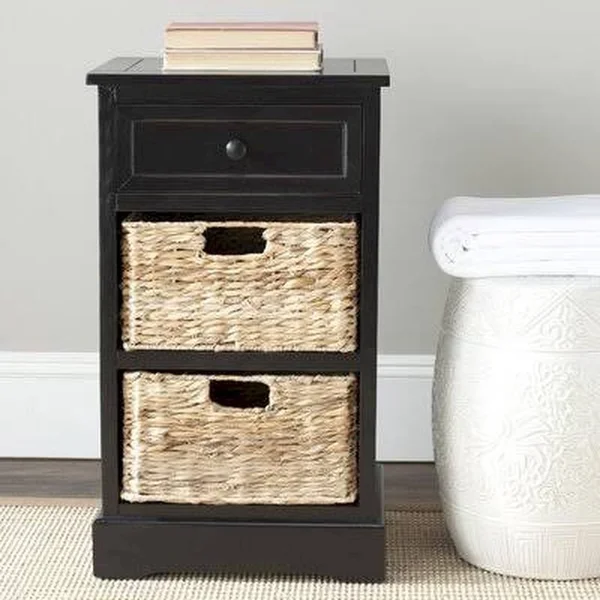 Beachcrest Home Santa Cruz Solid Wood 3 Drawer End Table Color: Distressed Black
