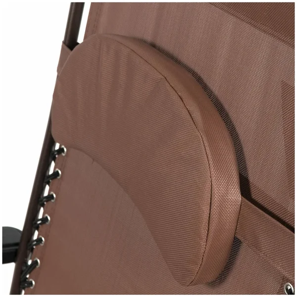 Belleze Case of (2) XL Oversized Zero Gravity Chairs Foldable Recliner Lounge Padded with Pillow Drink Cup Holder - Brown