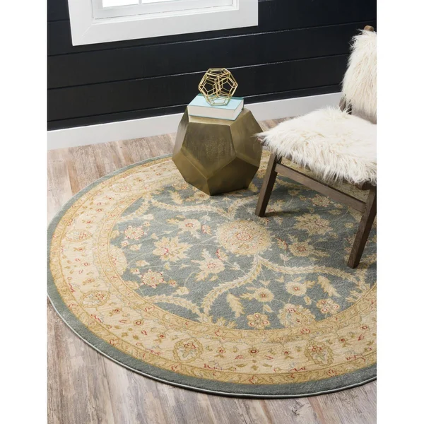 Unique Loom Tansy Edinburgh Area Rug (8& x 8& Round - Blue)
