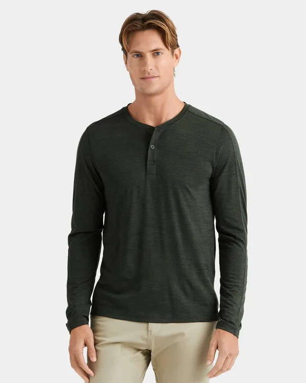 Men's Rhone Trek Wool Blend Henley, Size Small - Green