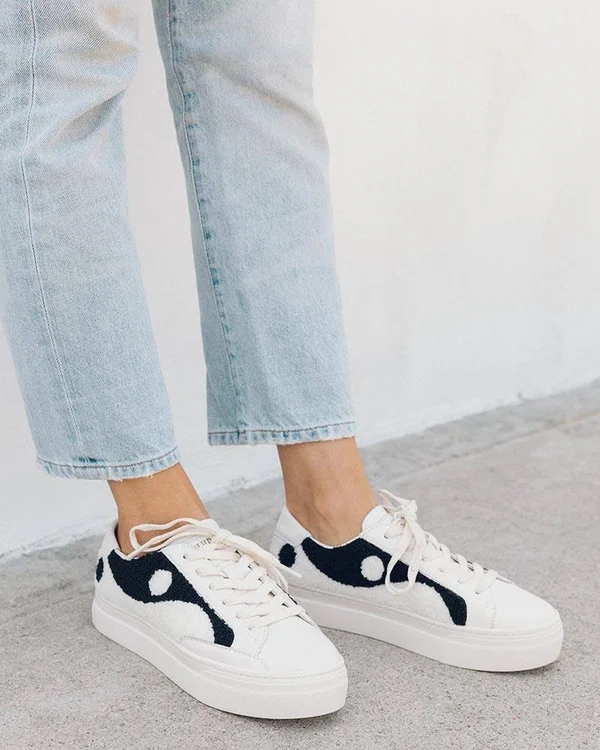 Yin Yang Platform Sneaker Coral, White, 9.5