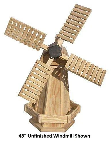 Backyard Crafts Amish-Made Working Dutch Windmill Yard Decoration 48x22 Tall - Oak Stain