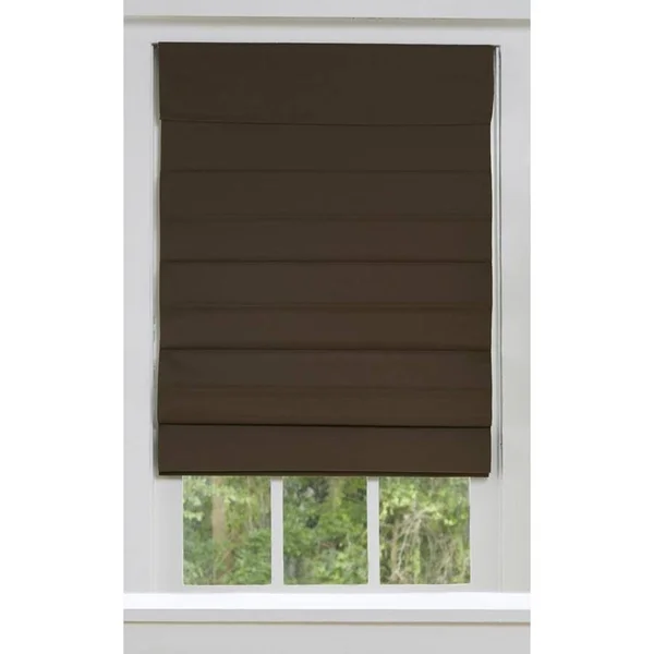 Allen + Roth 25-in x 72-in Cocoa Blackout Cordless Roman Shade Cotton in Brown, RBOCC250720