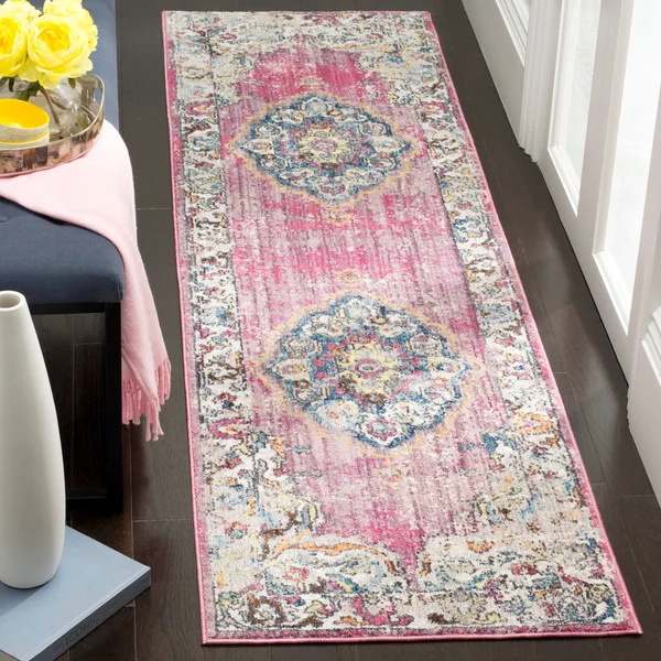 Safavieh Bristol BTL343B 5&1x22 x 7&6x22 Fuchsia, Light Grey Area Rug