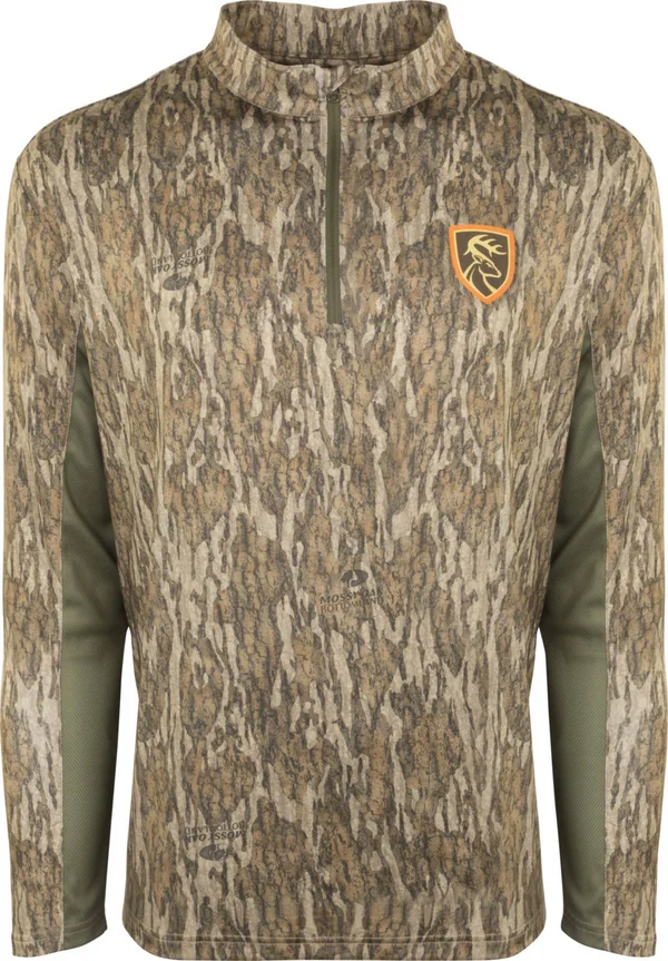Drake Waterfowl Men's Non-Typical Performance 1/4 Zip Long Sleeve Hunting Shirt with Agion Active XL - Small, Brown
