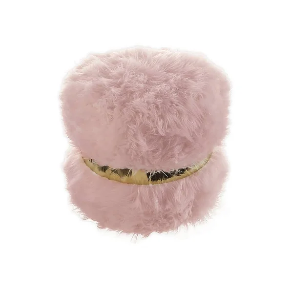 Nicole Miller Kristiana Faux Fur Ottoman in Blush/Gold