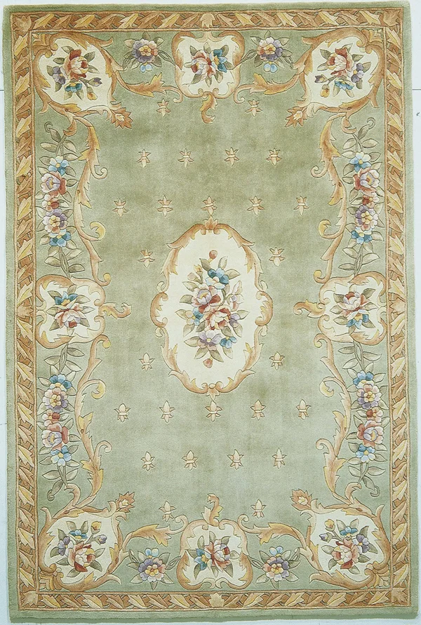 Kas Ruby 8902 Fleur-de-lis Aubusson 5&3x22 x 8&0x22 Sage Area Rug