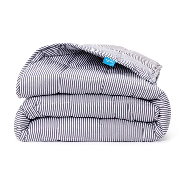 Weighted Blanket to Improve Sleep & Calm Anxiety Striped - Grey/White - Queen (60x80)