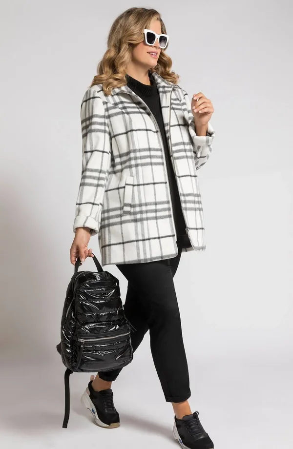 Plus Size Coats, Woman, White, Size: 24/26, polyester/wool/synthetic fibers, Ulla Popken