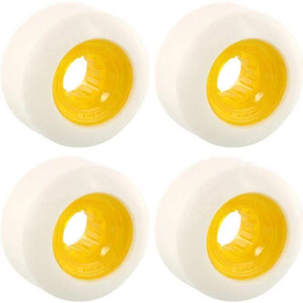 Powerflex Skateboards Rock Candy White - Clear Yellow Skateboard Wheels - 58mm 84B (Set of 4)