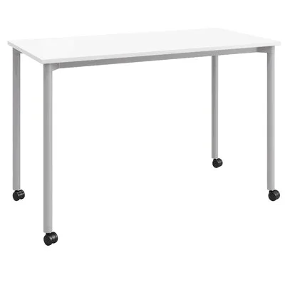 Bojco Spright Home Office Desk Latitude Run Color: Designer White - Color (Frame): Silver, Orientation: Mobile