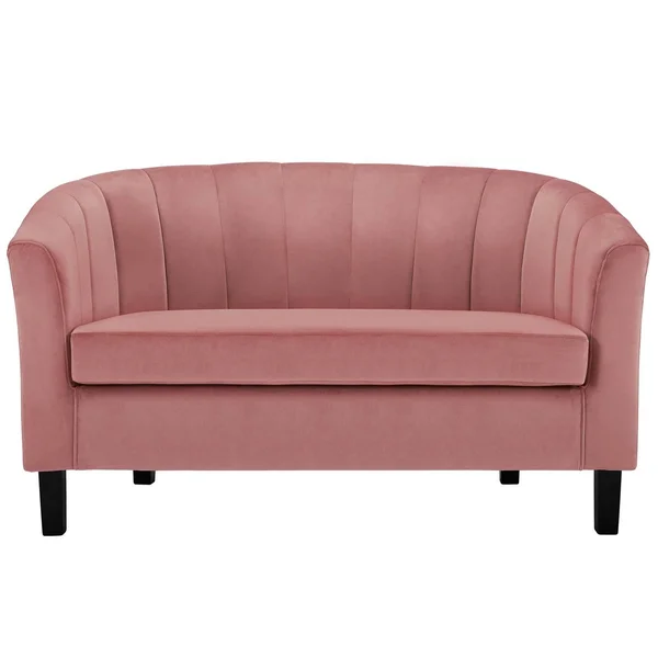 Modway Prospect Channel Tufted Upholstered Velvet Loveseat Light Blue