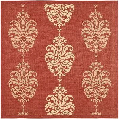 Winston Porter Short Red/Natural Outdoor Rug - Rug Size: Square 7&10x22