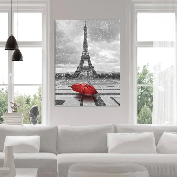 Picture Perfect International Umbrella in Paris Giclee Print Canvas Wall Art - 24 Inches x 36 Inches x 1.5 Inches