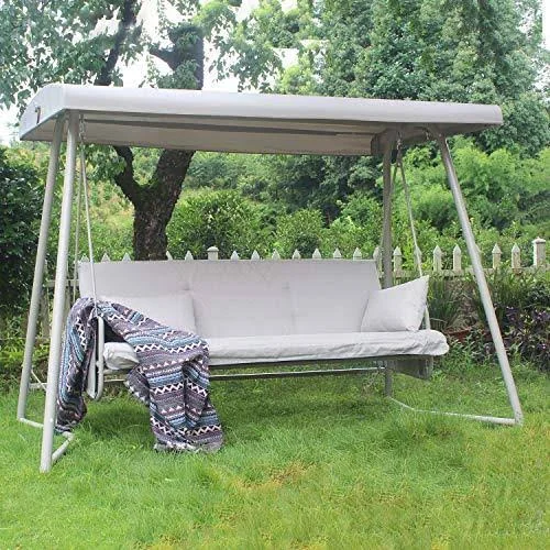 None/Brand 3-Seater Patio Porch Swing with Canopy Convertible Swing Chair Daybed w/Cushion Seat for Patio Outdoor Garden