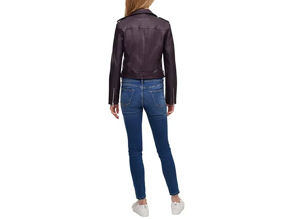 Levi&s Women's Faux-Leather Moto Jacket - Eggplant