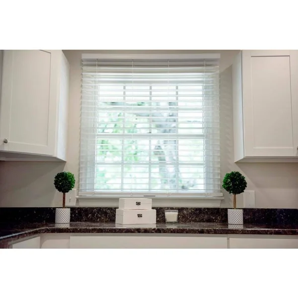 Safe-T-Shade 2-in Slat Width 50.5-in x 64-in Cordless Soft White Faux Wood Room Darkening Faux Wood Blinds - WC25166W-D